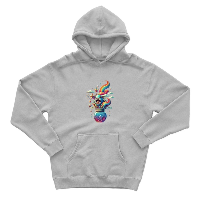 Whimsical Rainbow Sea Monster in a Magical Glass Jar Male Pullover Hoodie