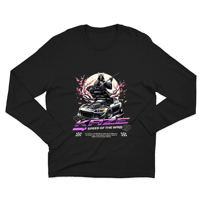 Samurai Warrior Honda S2000 with Cherry Blossoms in Anime Style Male Long Sleeve T-Shirt