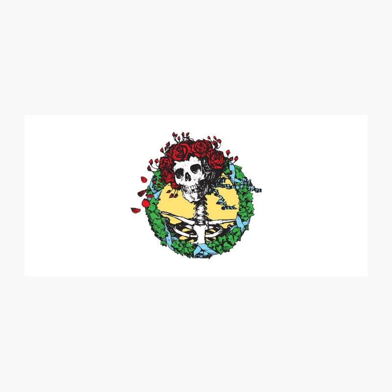 Psychedelic Skull and Roses: A Grateful Dead-Inspired Artwork Coffee Mug