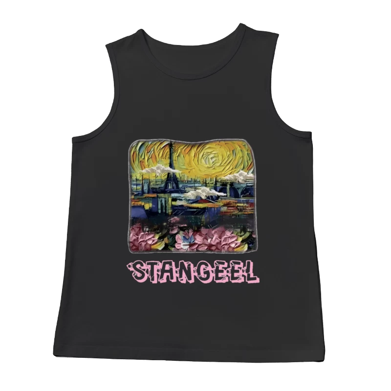 Eiffelturm und Blumen unter Sonnenhimmel Herren Tanktops