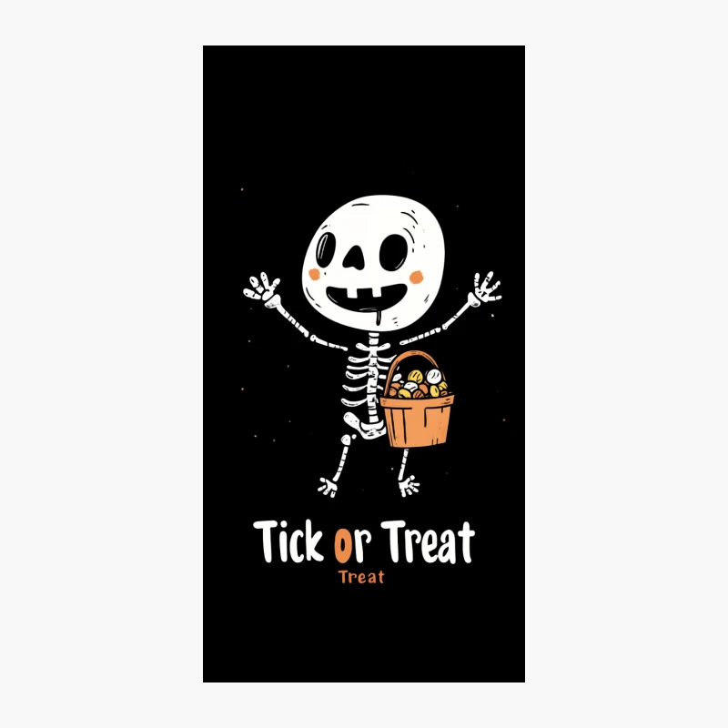 Minimalist Halloween Skeleton Trick-or-Treating Illustration iPhone Case