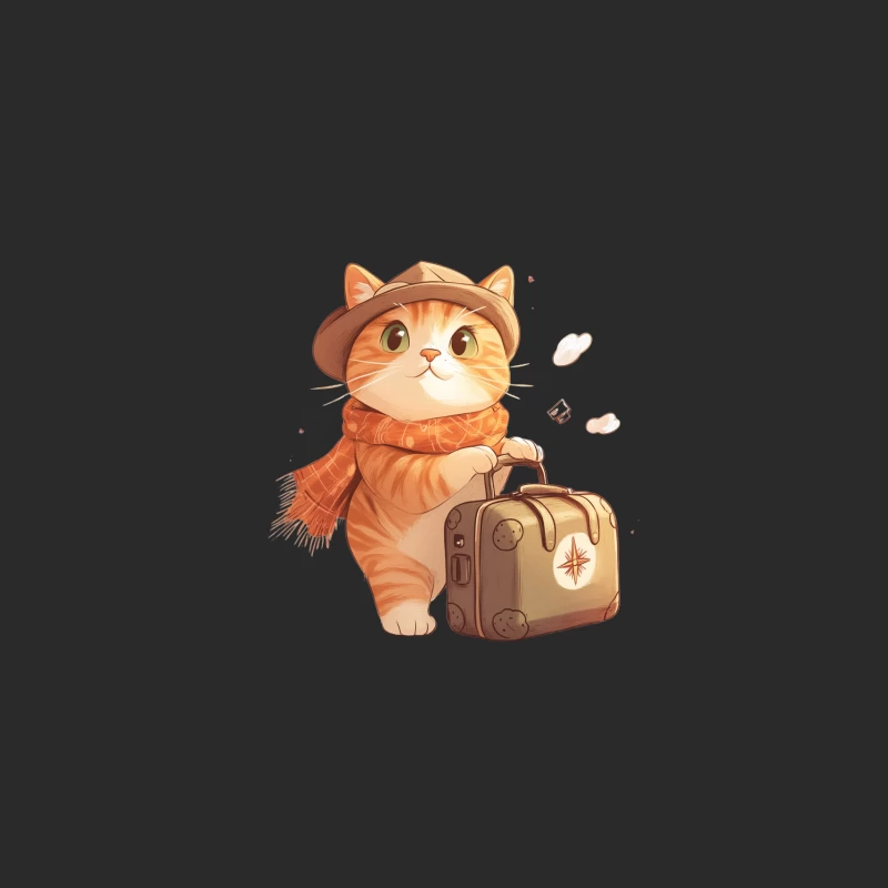 Cute Cartoon Cat Ready for Adventure Baseball Cap