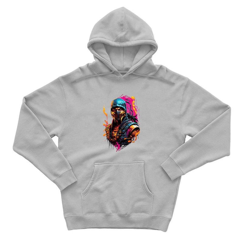 Vibrant Digital Art of a Masked Character Male Pullover Hoodie