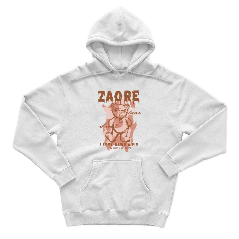 Cute Teddy Bear Illustration with Text Male Pullover Hoodie