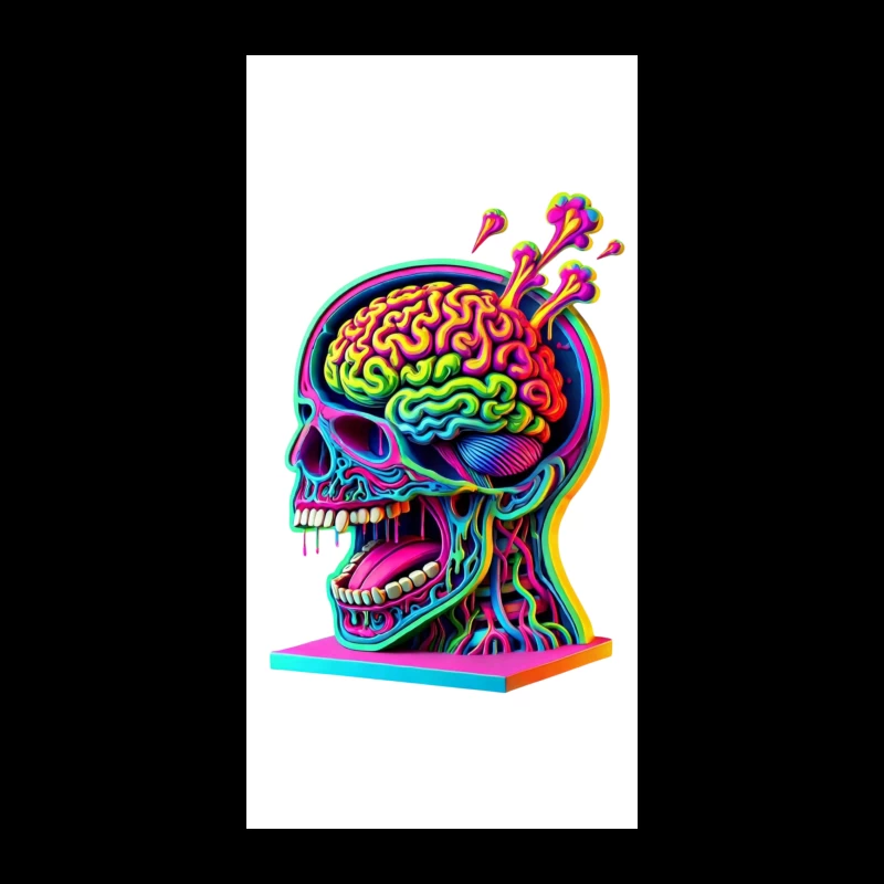 Psychedelic Anatomical Skull with Rainbow Brain iPhone Case