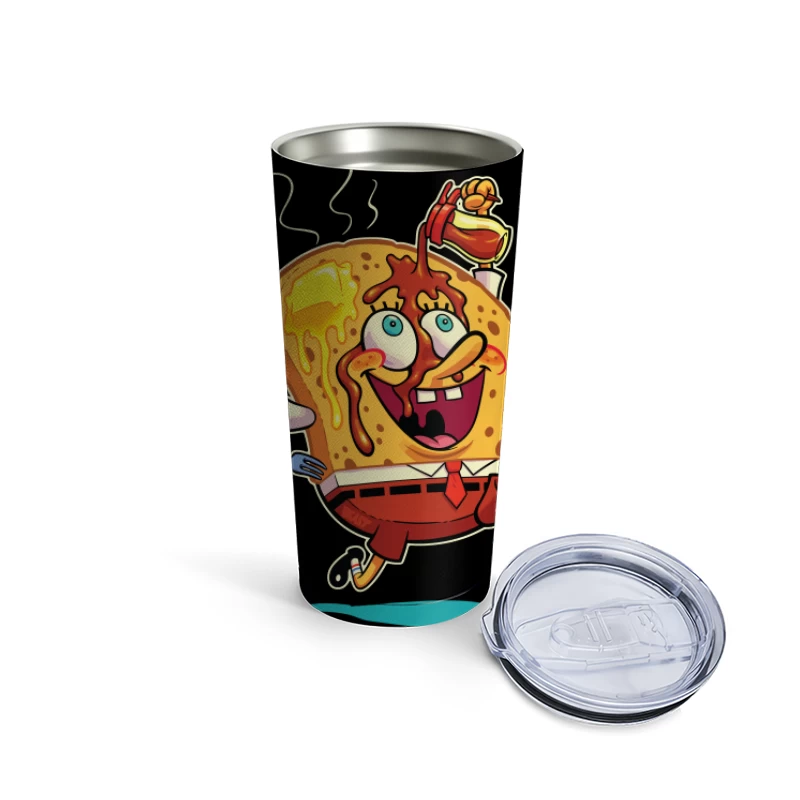 Excited Cartoon Slice of Toast Travel Mug