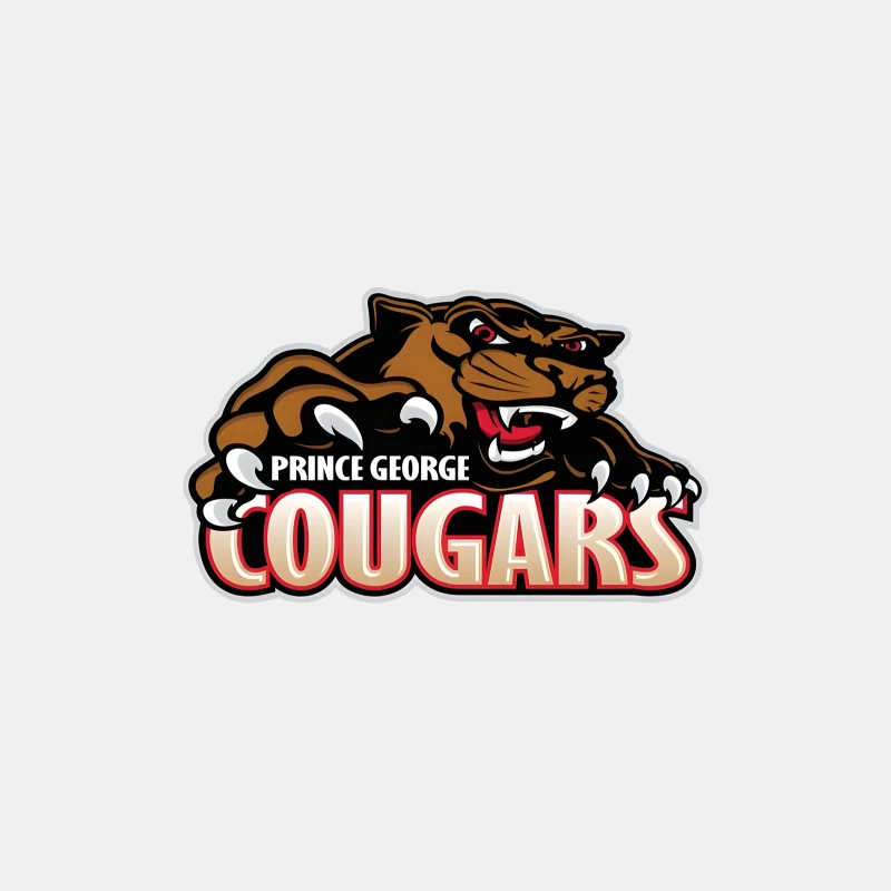 Prince George Cougars Sports Team Logo with Fierce Cougar Mascot Prince George Cougars Male Tank Top