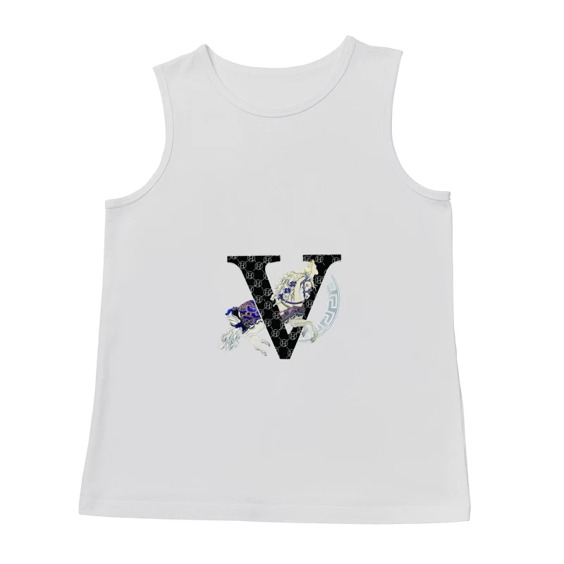 Pferdymotiv auf stilisiertem Buchstaben Herren Tanktops