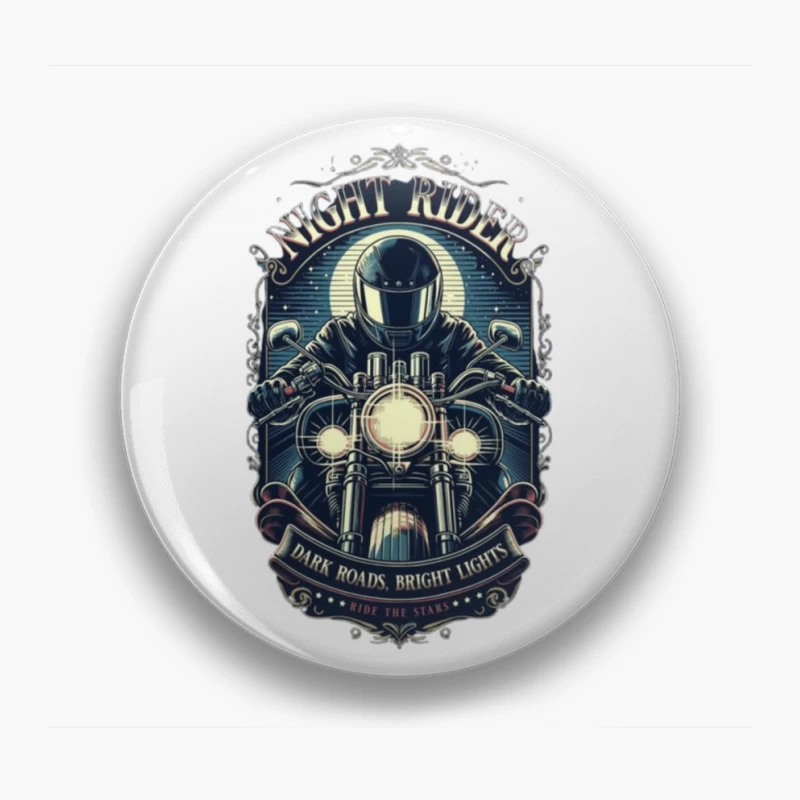 Vintage Night Rider Motorcycle Badge Design Pin