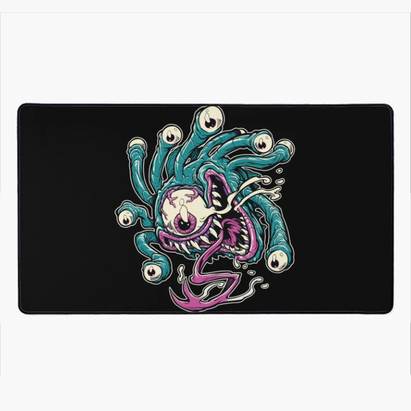 Colorful Cartoon Monster with Tentacles and Eyes Desk Mat