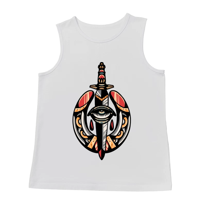 Fantasy Shield with Sword and Eye Emblem Male Tank Top