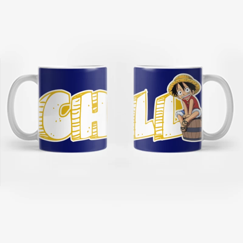 Chill Anime Illustration of Luffy from One Piece Coffee Mug