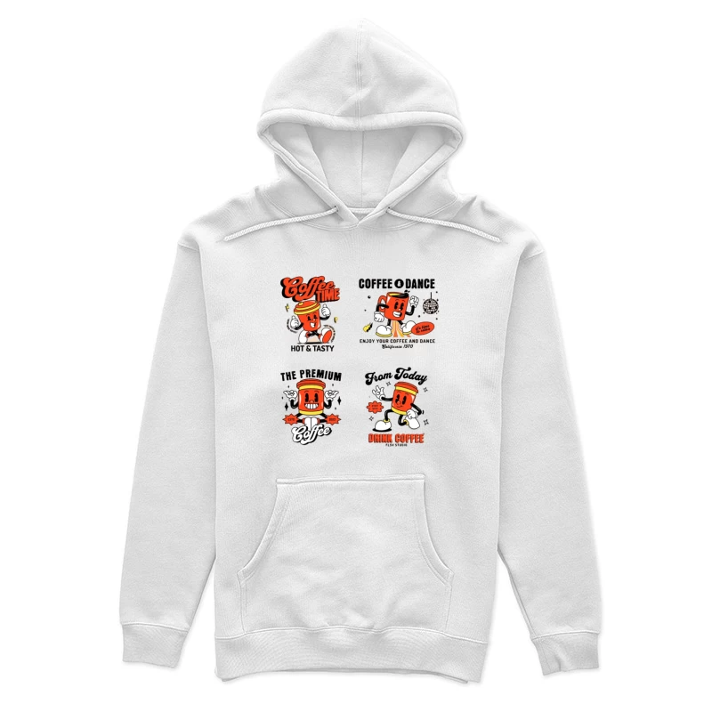 Fröhlicher Kaffeebecher-Charakter Damen Pullover Hoodie