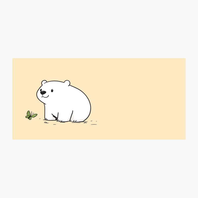 Cute Minimalist Cartoon Bear with Butterfly Coffee Mug