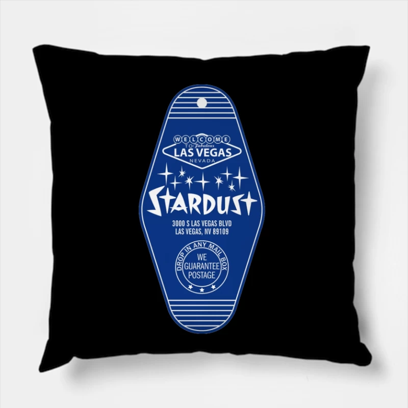 Vintage Stardust Las Vegas Hotel Blue Key Tag Design Throw Pillow