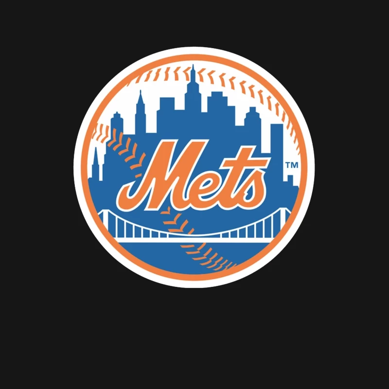 New York Mets MLB Baseball Team Logo with City Skyline Male Long Sleeve T-Shirt