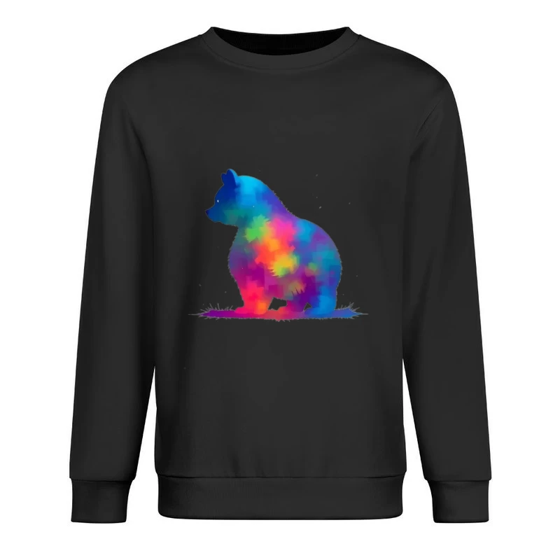 Rainbow Watercolor Bear Silhouette Art Male Pullover Sweatshirt