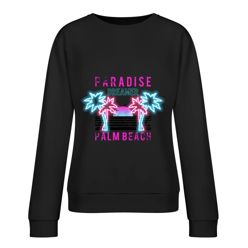Rêve de Palm Beach: Paradis Neon Femme Sweat-shirt à enfiler