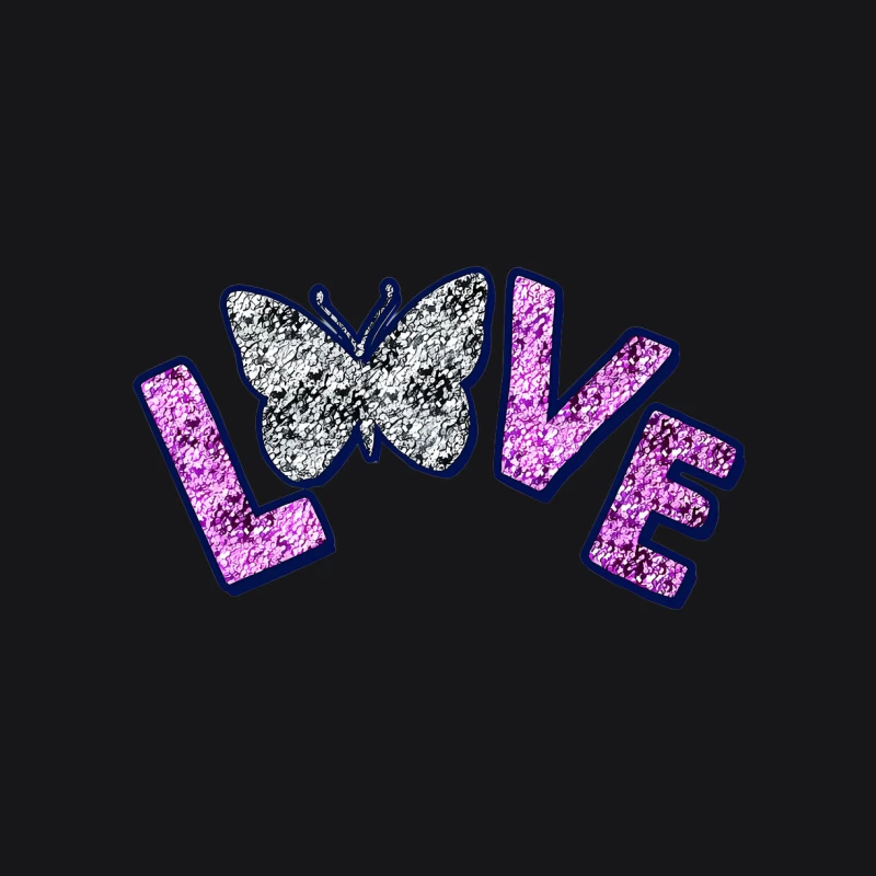 Glitzernder Schmetterlings-Love Schriftzug Damen Pullover Hoodie