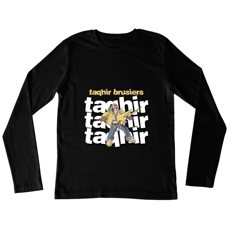 Comicfigur mit Blitzen Damen Langarm T-Shirt