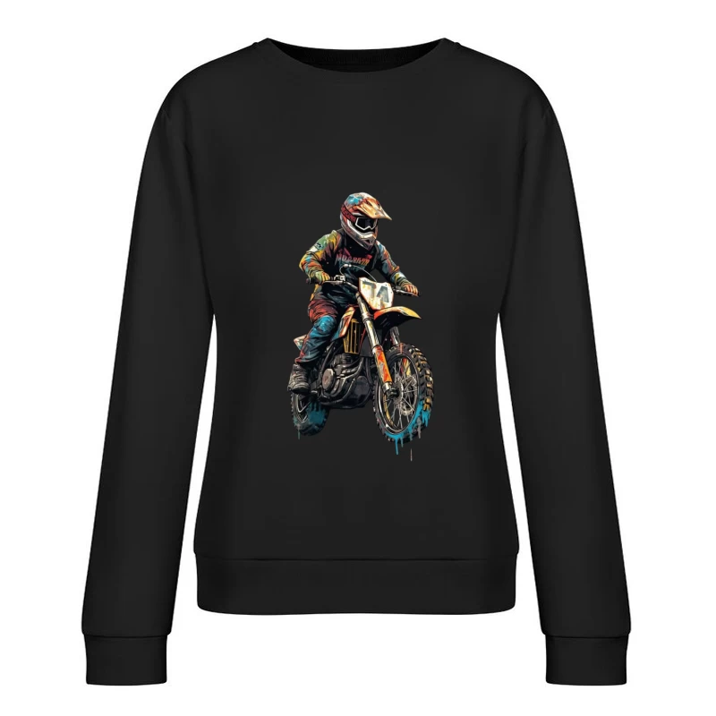 Dynamic Motocross Rider in Action Female Pullover Sweatshirt
