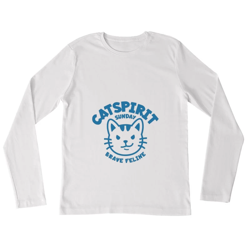 Mutige Katze Grafiken Damen Langarm T-Shirt