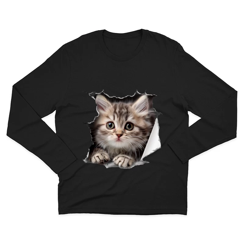Süßes Kätzchen im Papier Herren Langarm T-Shirt