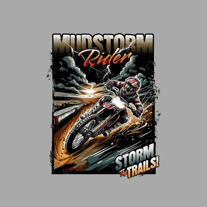 Mudstorm Rider: Extreme Off-Road Motorcycle Racing Through the Storm Male Pullover Hoodie