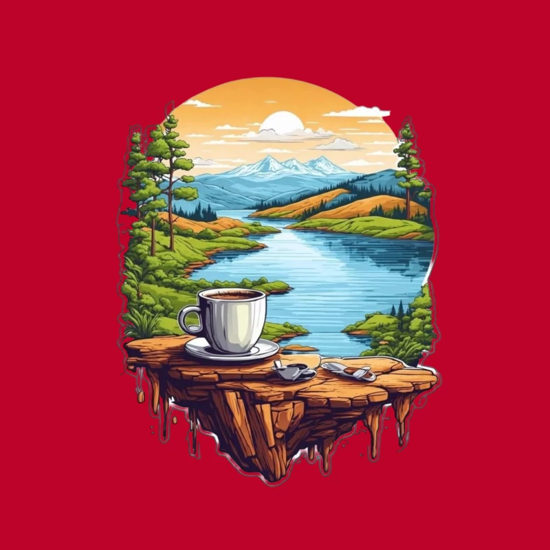 Scenic Coffee Landscape Throw Pillow