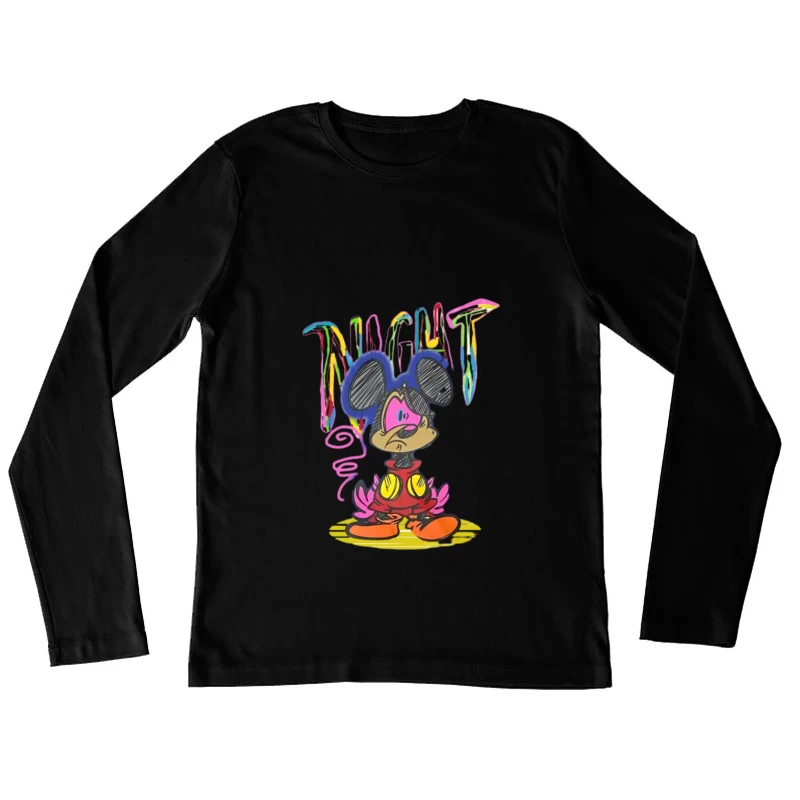 Bunter Comic-Nachtstil Damen Langarm T-Shirt
