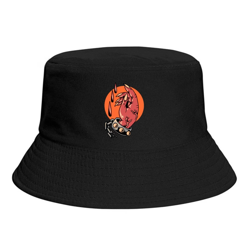 Gory Hand Breaking Free from Chains Bucket Hat