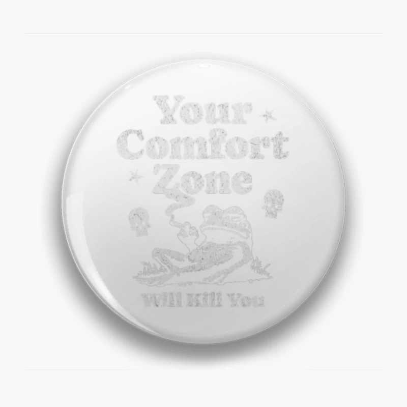 Comfort Zone Typography with Playful Dinosaur Design Pin