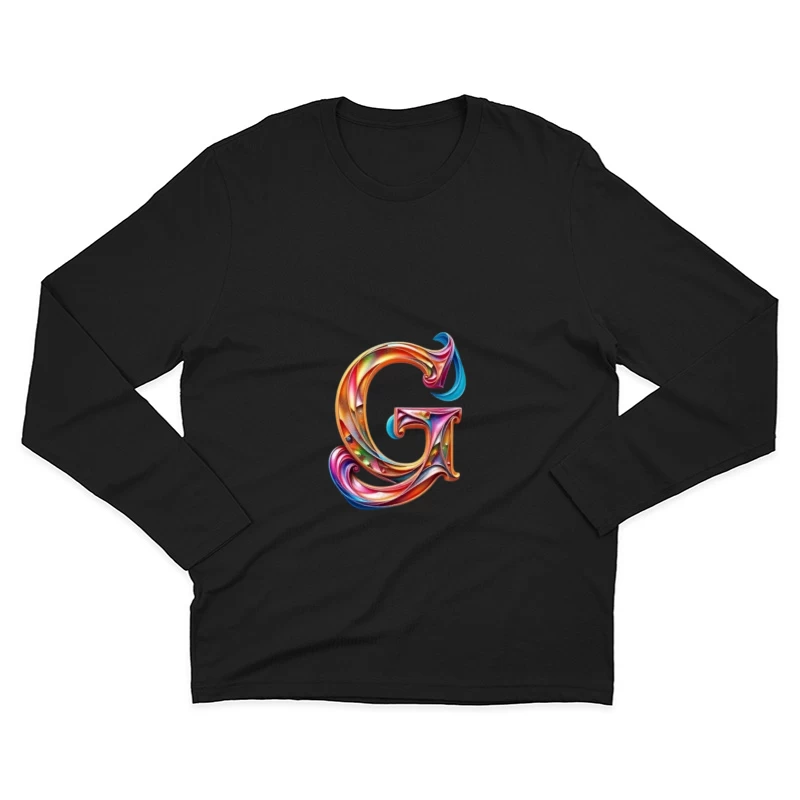 Colorful 3D Typography: Decorative Letter G with Swirling Gradient Pattern Male Long Sleeve T-Shirt