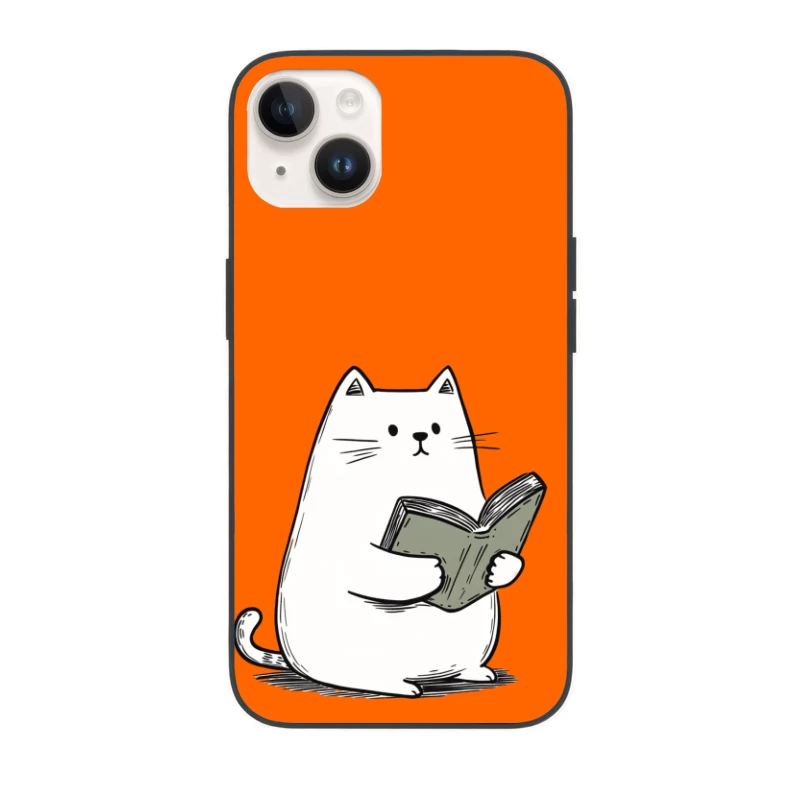 Cute Cartoon Cat Reading a Book iPhone Case