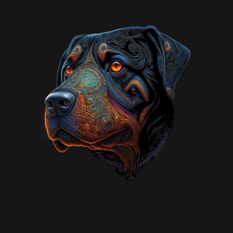 Dog portrait rottweiler artistic colorful stylized vibrant detailed Male T-Shirt