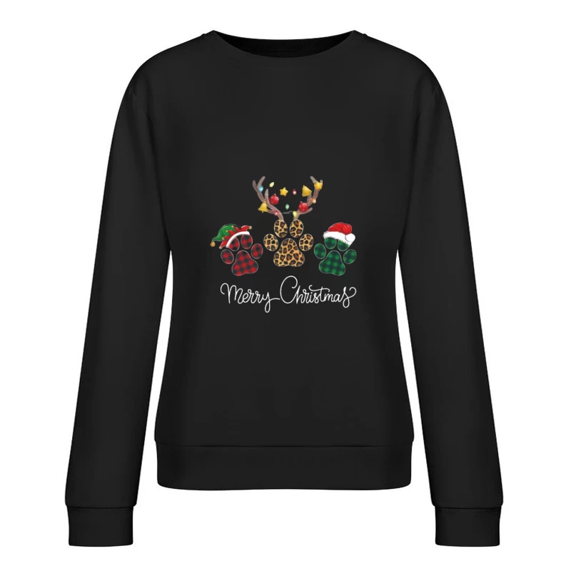 Decorazioni natalizie a zampe con cappelli Felpa pullover Donna