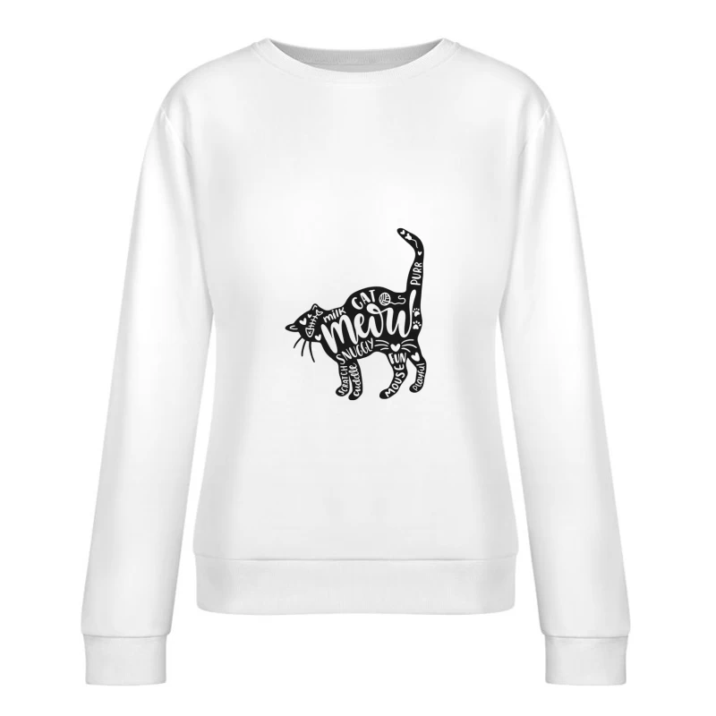 Illustration artistique de chat avec texte Femme Sweat-shirt à enfiler
