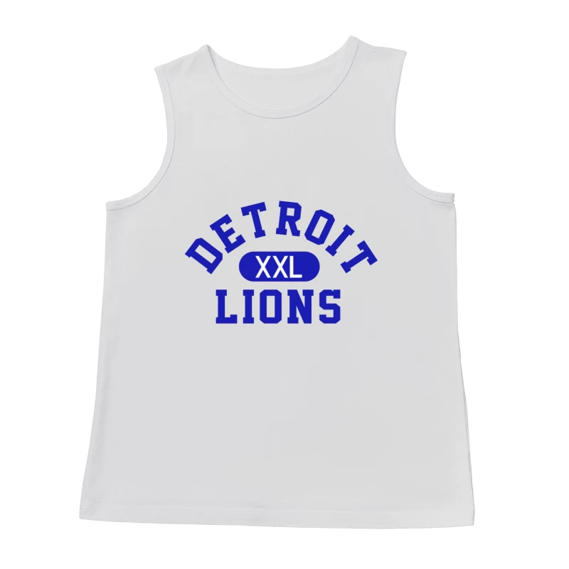 Detroit Lions XXL Sports Team Logo in Blue Typography Male Tank Top