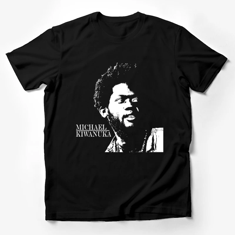 Black and White Line Art Portrait of Michael Kiwanuka Male T-Shirt