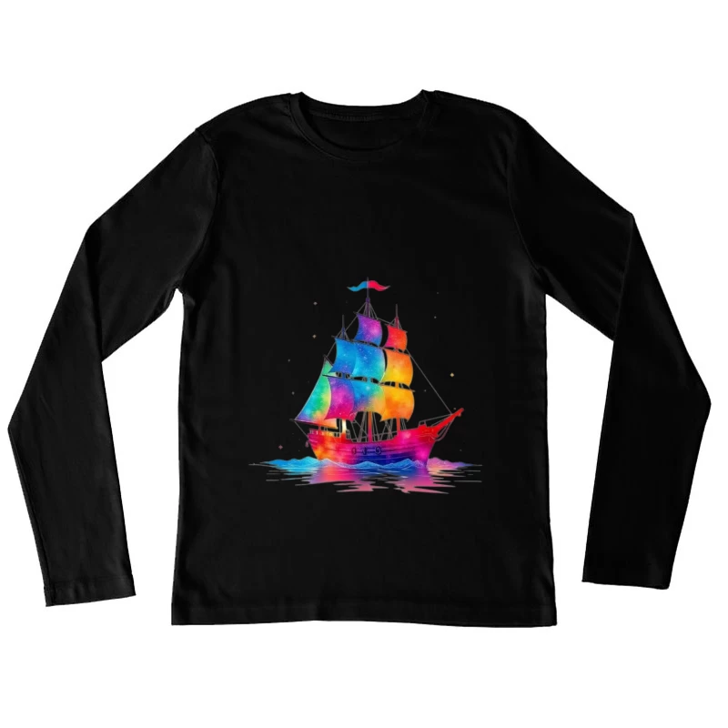 Colorful Sailing Ship Female Long Sleeve T-Shirt