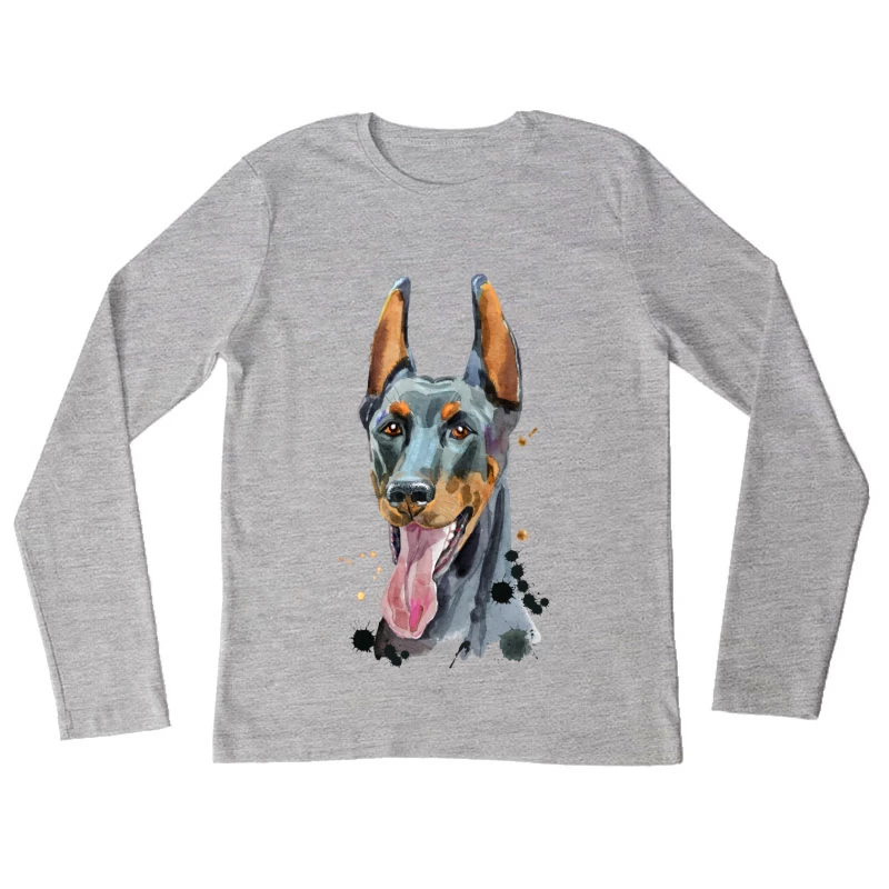 Portrait artistique de doberman Femme Manches Longues T-Shirt