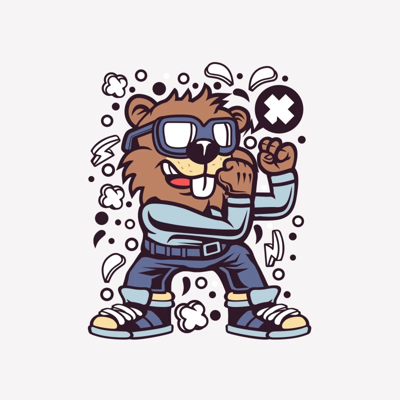 Castor cool avec lunettes et bulles Femme T-Shirt