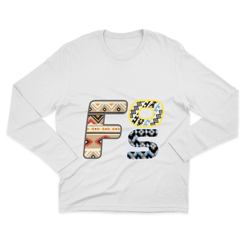 Bunter Tribal Initialen Herren Langarm T-Shirt