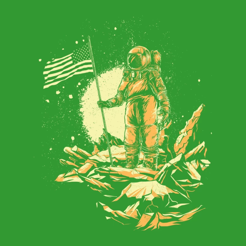 Astronaut in Space with American Flag Pin