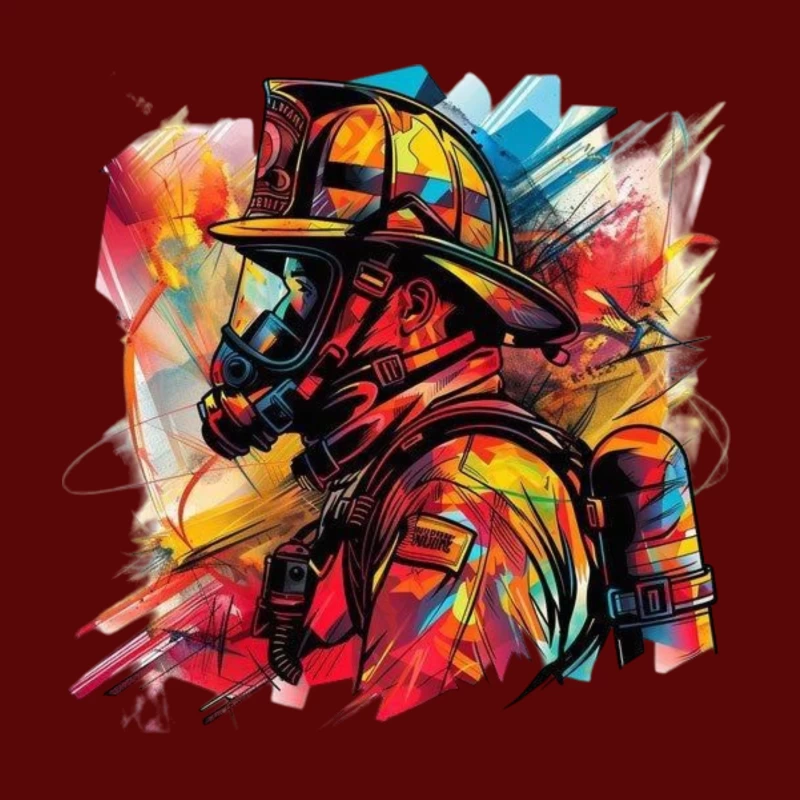 Colorful Portrait of a Firefighter Throw Pillow