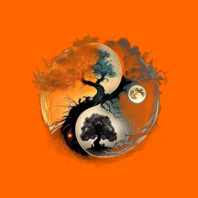 Yin Yang Tree Art Tapestry
