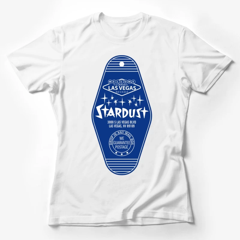 Vintage Stardust Las Vegas Hotel Blue Key Tag Design Female T-Shirt