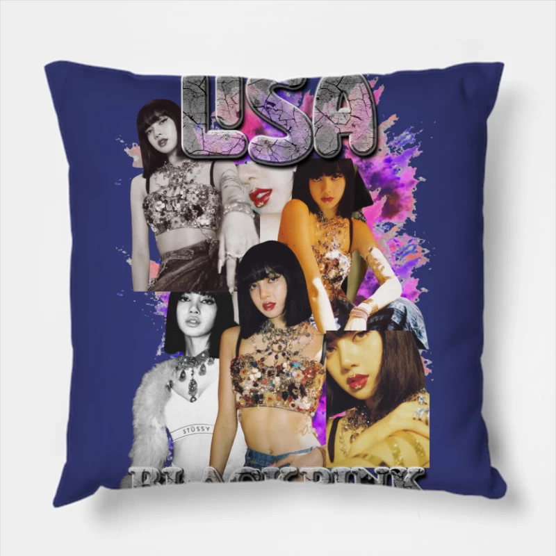 Lisa from BLACKPINK Collage Throw Pillow