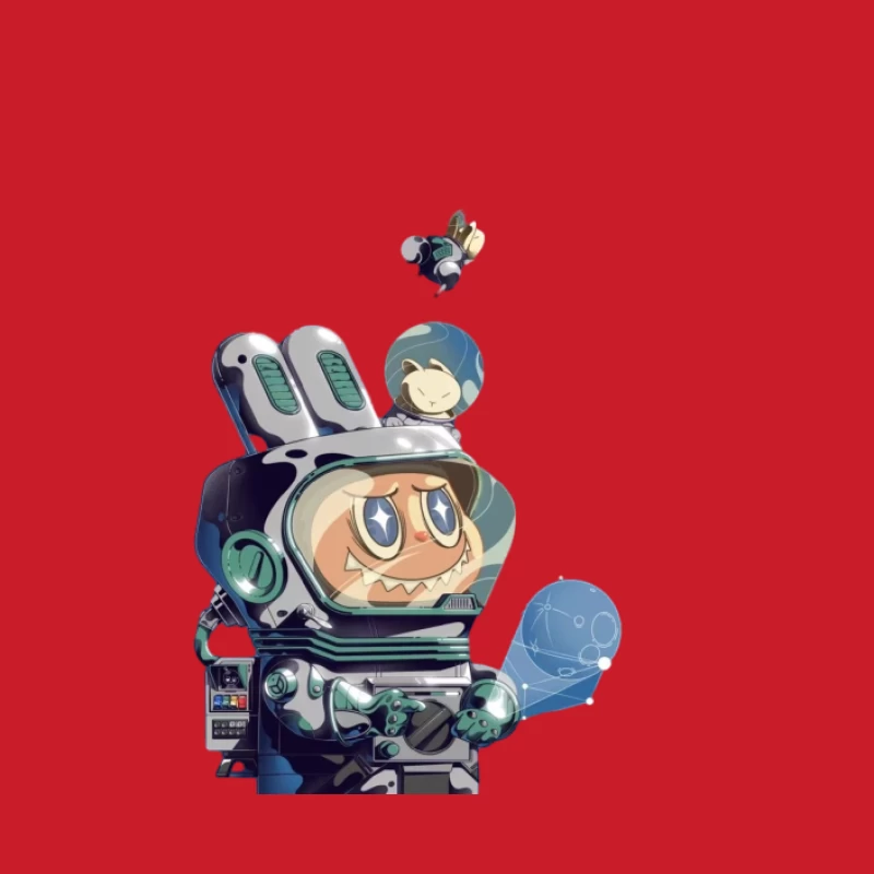 Roboter im Weltraumanzug mit Eichhörnchen Herren Pullover Hoodie