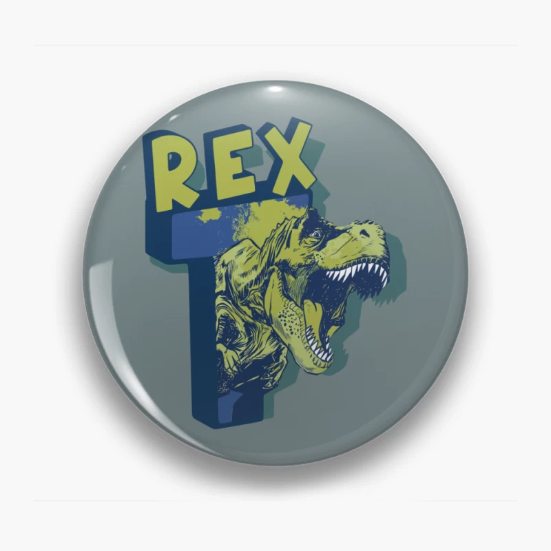 Bold Vintage T-Rex Graphic – Striking Dinosaur Design Pin